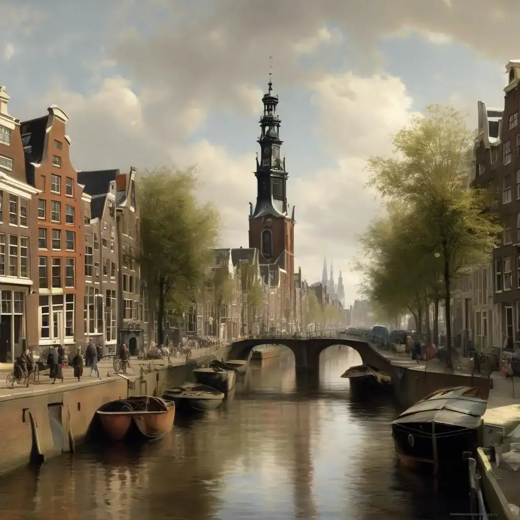 A View Of Amsterdam With The St. Nicolaas Church – Cornelis Vreedenburgh